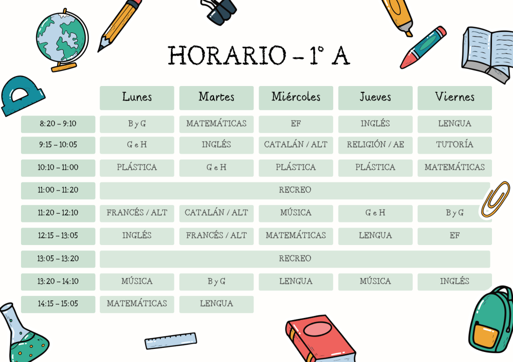 HORARIO 1º A